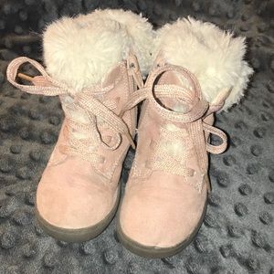 EUC - PINK, WHITE & GOLD TODDLER BOOTS